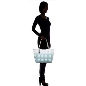 Coach Madison Gingham Leather tote blue purse bag